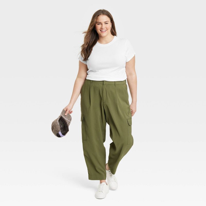 slide 3 of 3, Women's Slim Fit Short Sleeve Ribbed T-Shirt - A New Day™ White XXL: Cotton Modal Blend, Crew Neck, Pullover Style, 1 ct