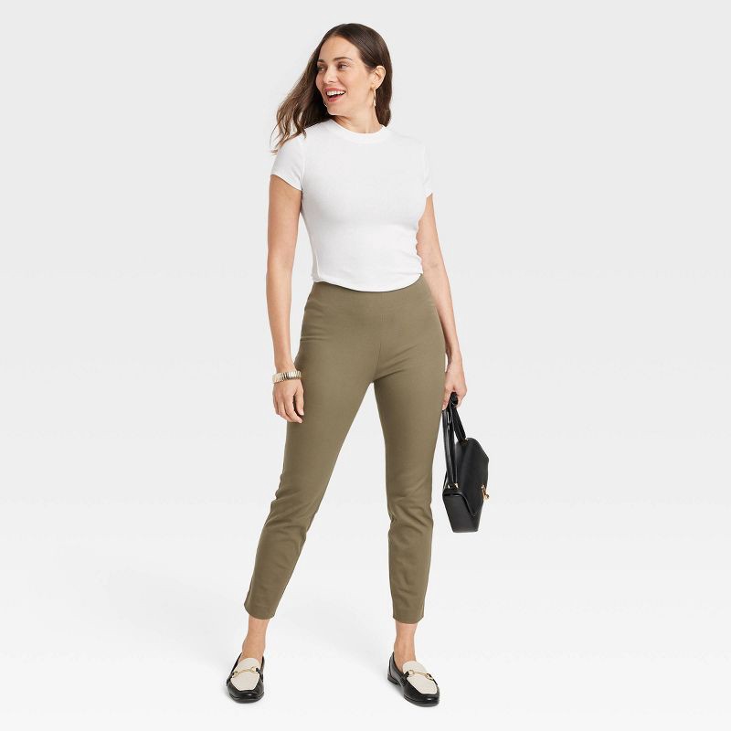 slide 3 of 3, Women's Slim Fit Short Sleeve Ribbed T-Shirt - A New Day™ White XL: Cotton Modal Blend, Crew Neck, Pullover Style, 1 ct