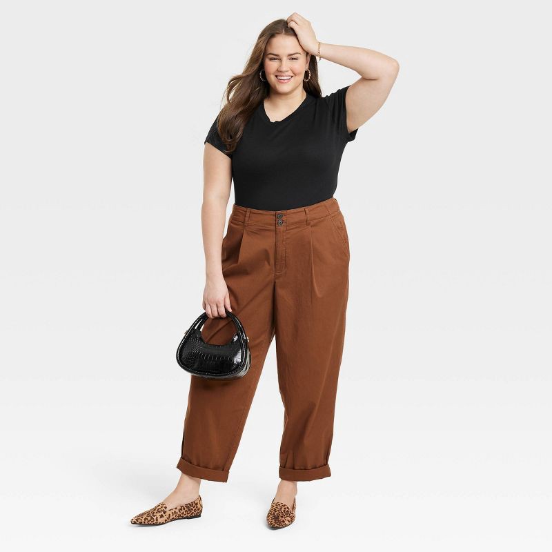 slide 3 of 3, Women's Slim Fit Short Sleeve Ribbed T-Shirt - A New Day™ Black XXL: Cotton Modal Blend, Crew Neck, Pullover Style, 1 ct