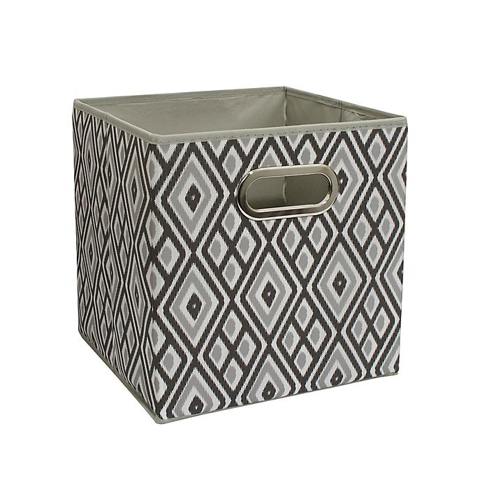 slide 2 of 2, Relaxed Living Grey Ikat Square Collapsible Storage Bin, 11 in