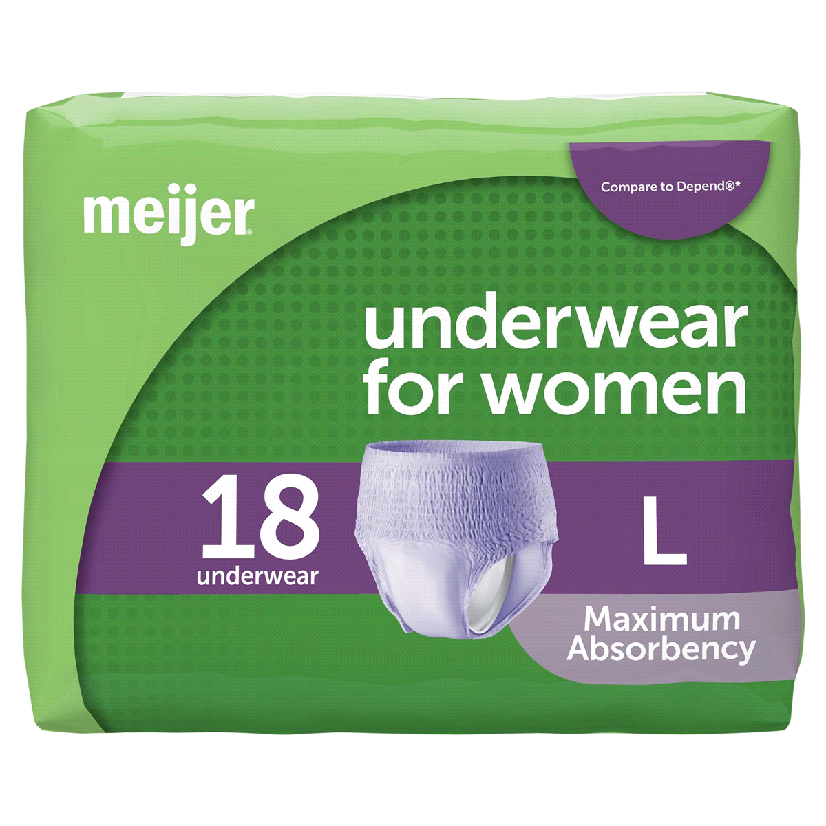 slide 1 of 7, Meijer Underwear for Women, Maximum Absorbency, Large, 18 ct