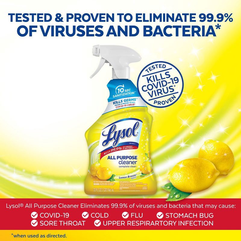 slide 3 of 6, Lysol Lemon Scent All Purpose Cleaner Trigger - 32 fl oz/2ct, 32 fl oz, 2 ct