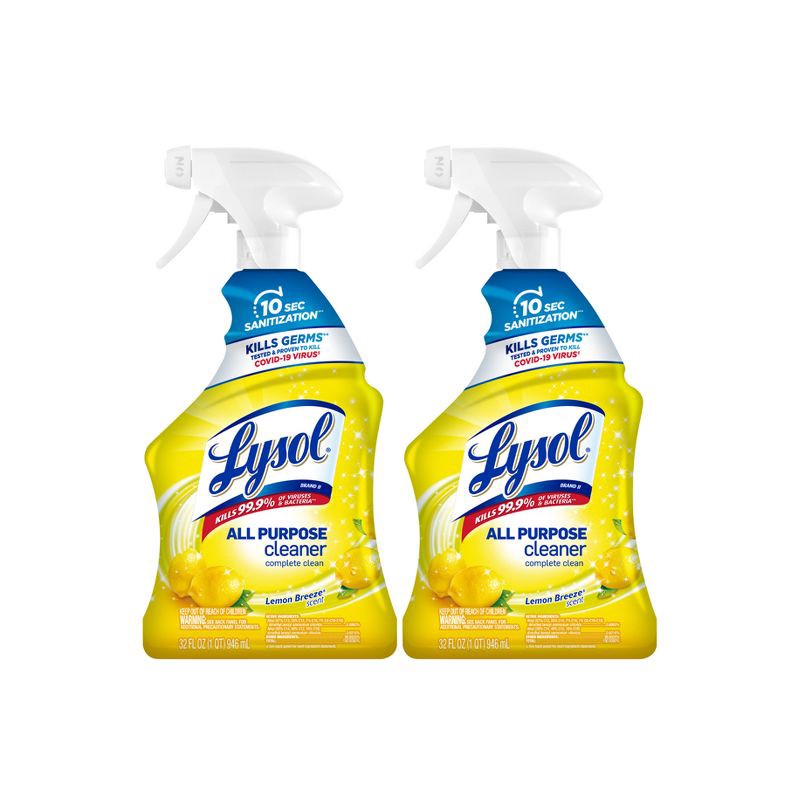 slide 1 of 6, Lysol Lemon Scent All Purpose Cleaner Trigger - 32 fl oz/2ct, 32 fl oz, 2 ct