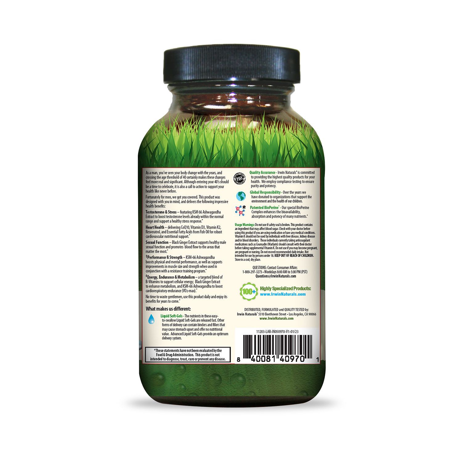 slide 2 of 3, Irwin Naturals Irwin Energy & Endurance Testosterone Up Men Over 40, 64 ct