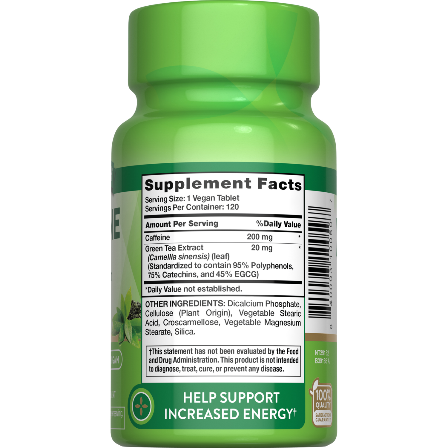 slide 3 of 3, Nature's Truth Caffeine 200 mg plus Green Tea Extract, 120 ct