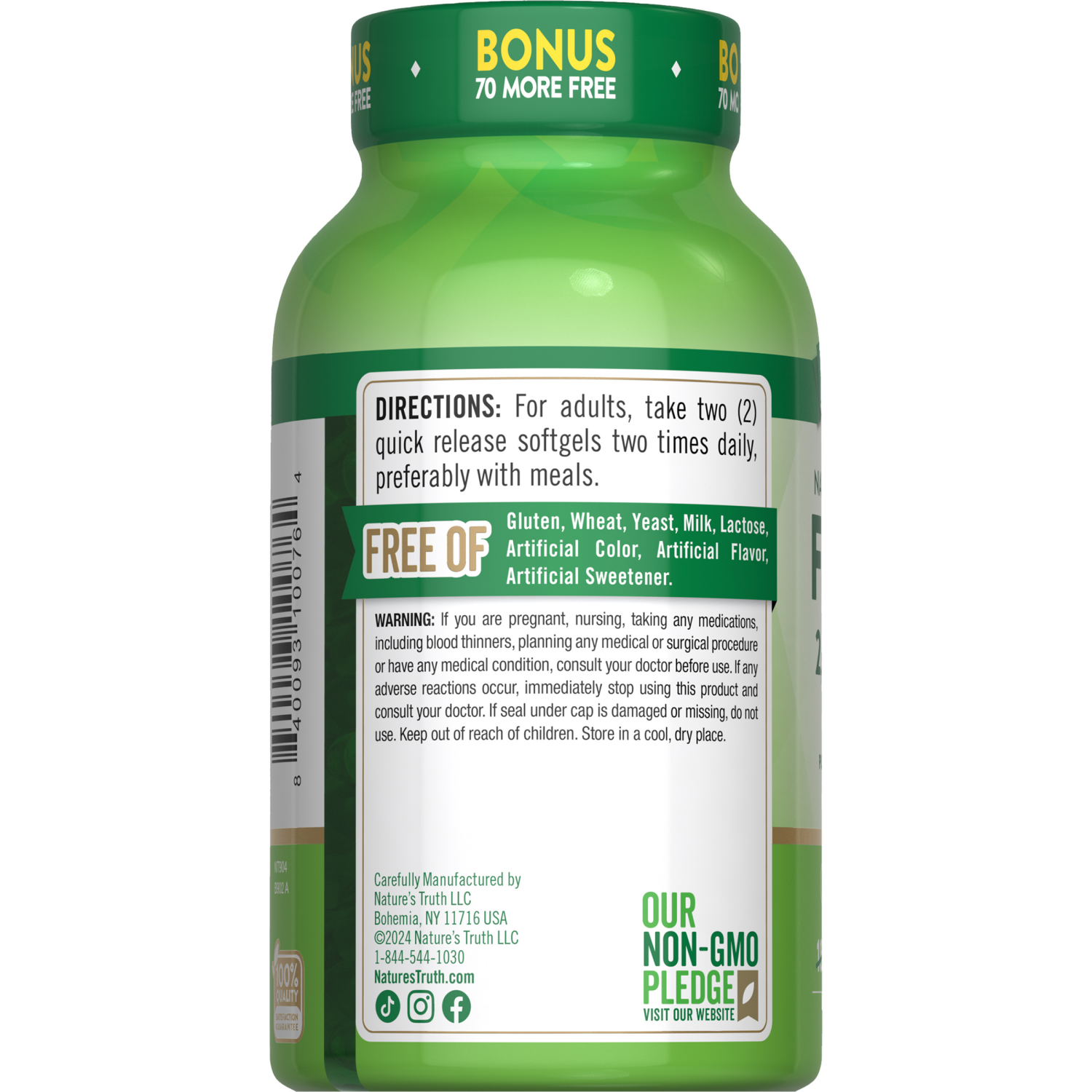 slide 2 of 4, Nature's Truth Natural Lemon Flavor Fish Oil 2,000 mg, 250 ct