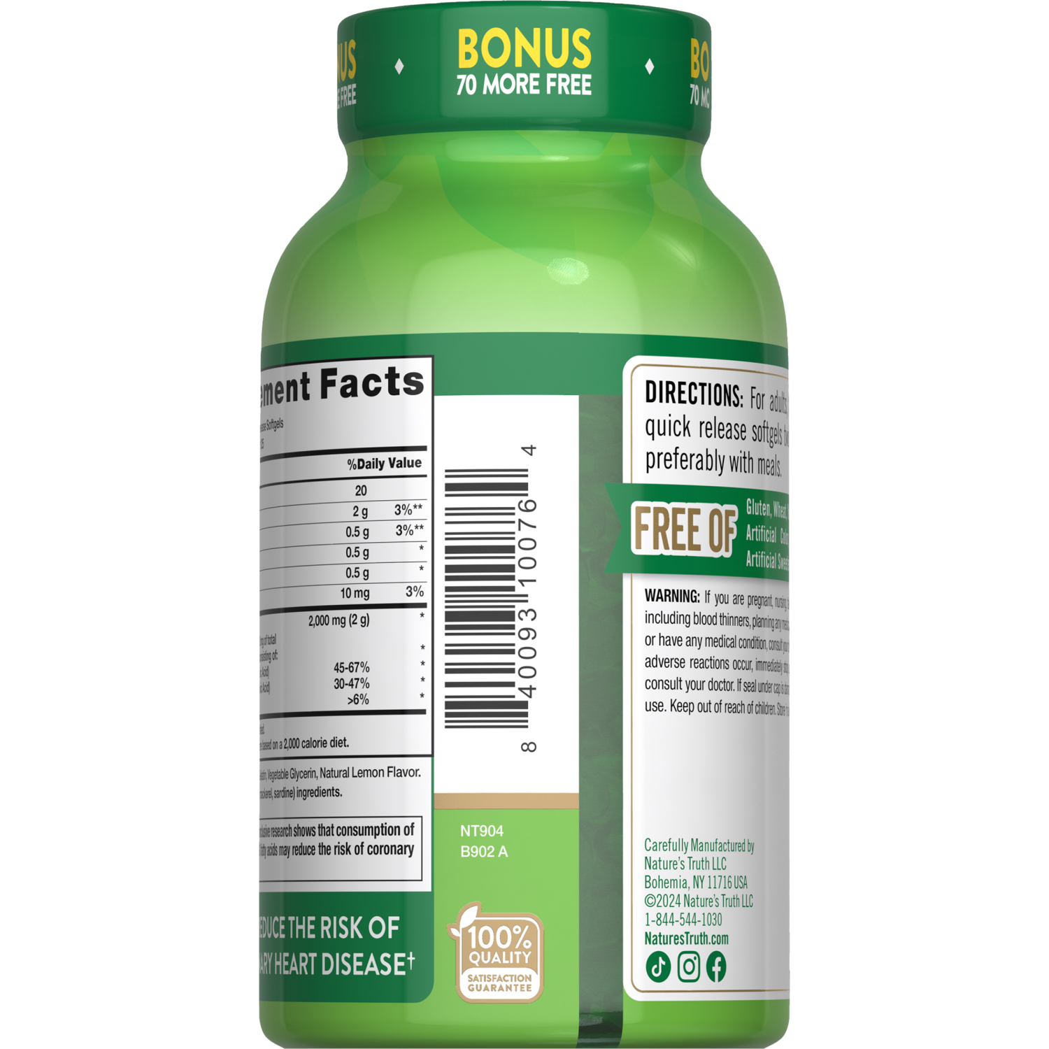 slide 3 of 4, Nature's Truth Natural Lemon Flavor Fish Oil 2,000 mg, 250 ct