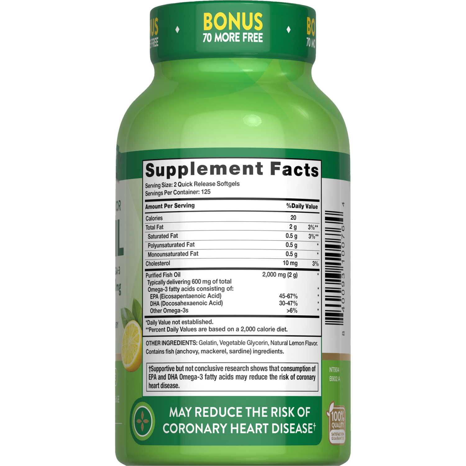 slide 4 of 4, Nature's Truth Natural Lemon Flavor Fish Oil 2,000 mg, 250 ct