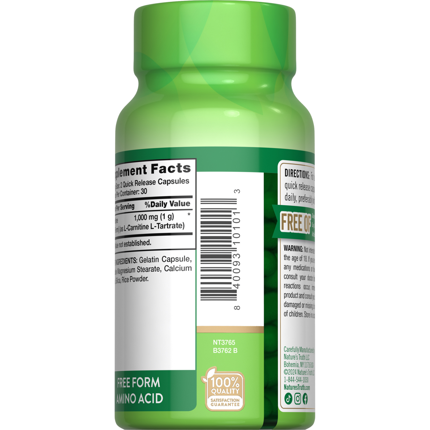 slide 2 of 3, Nature's Truth Mega Strength L-Carnitine 1,000 mg, 60 ct