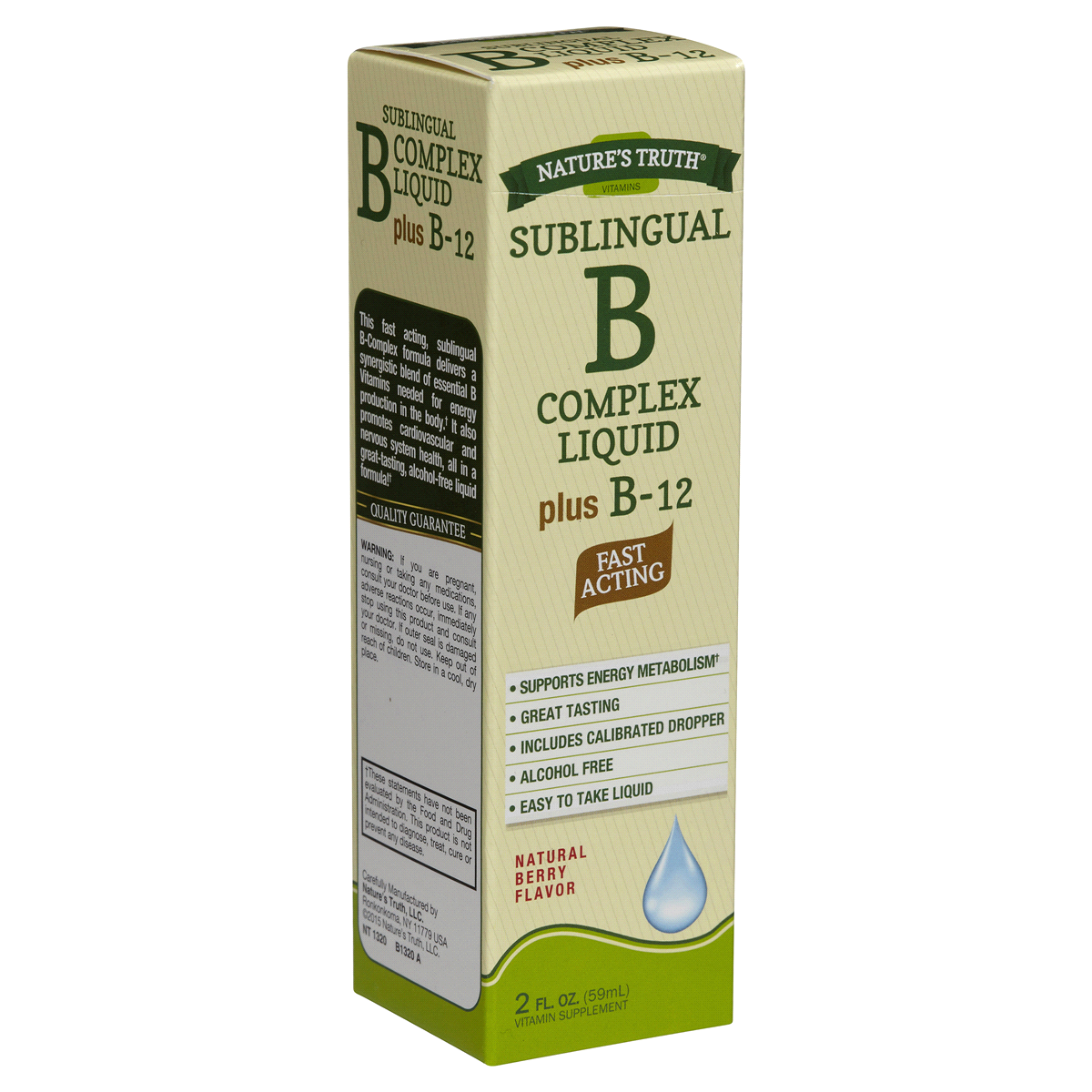 Nature's Truth Sublingual B Complex Liquid Plus B-12, Berry Flavor 2 Oz ...