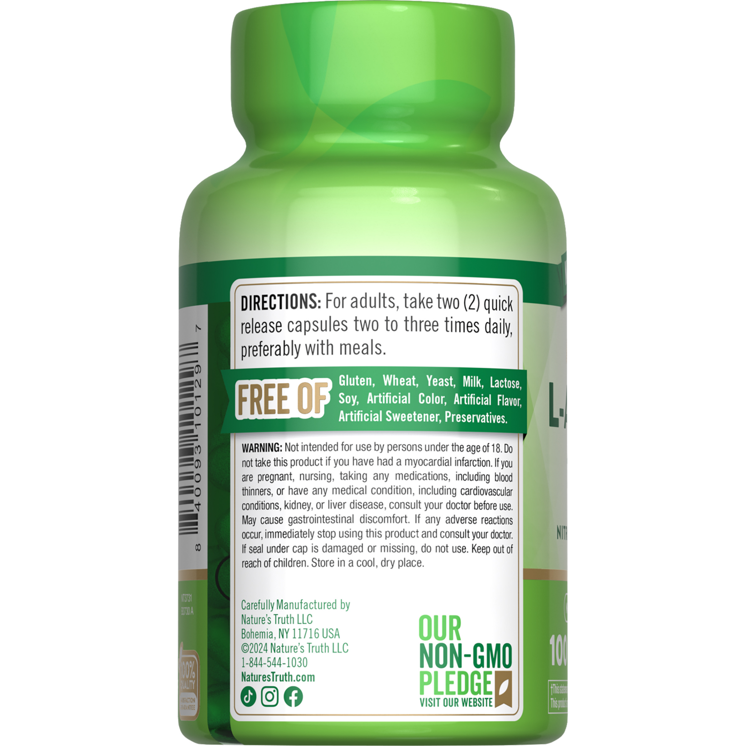slide 2 of 4, Nature's Truth Mega Strength L-Arginine 500 mg, 100 ct