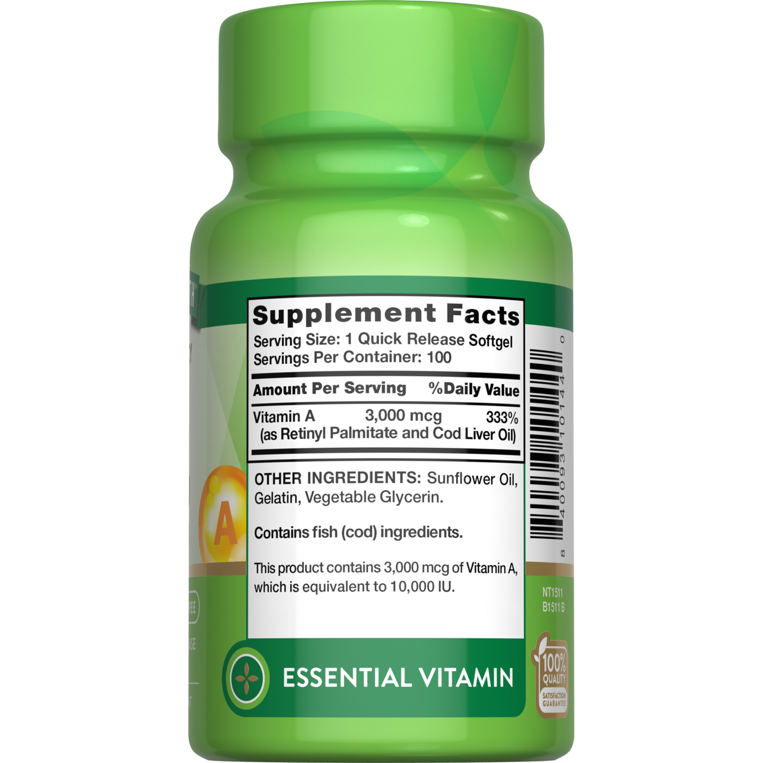 slide 3 of 3, Nature's Truth Vitamin A 3,000 mcg (10,000 IU), 100 ct