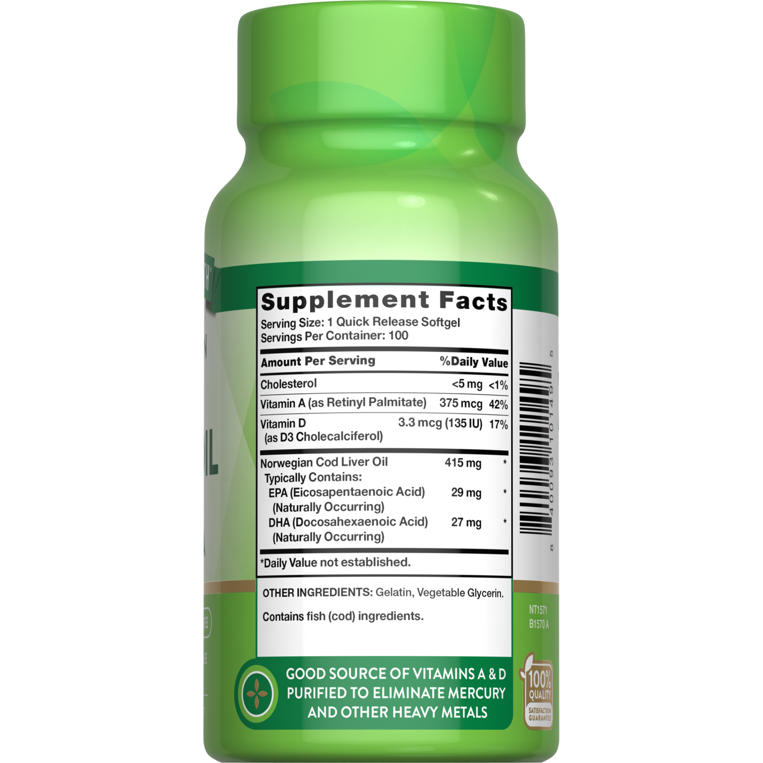 slide 3 of 3, Nature's Truth Natures Truth With EPA / DHA Softgels Cod Liver Oil 100 ea, 100 ct