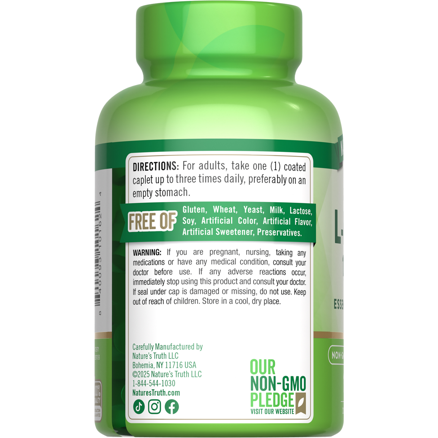 slide 4 of 4, Nature's Truth L-Lysine Coated Caplets, 1000mg, 100 ct