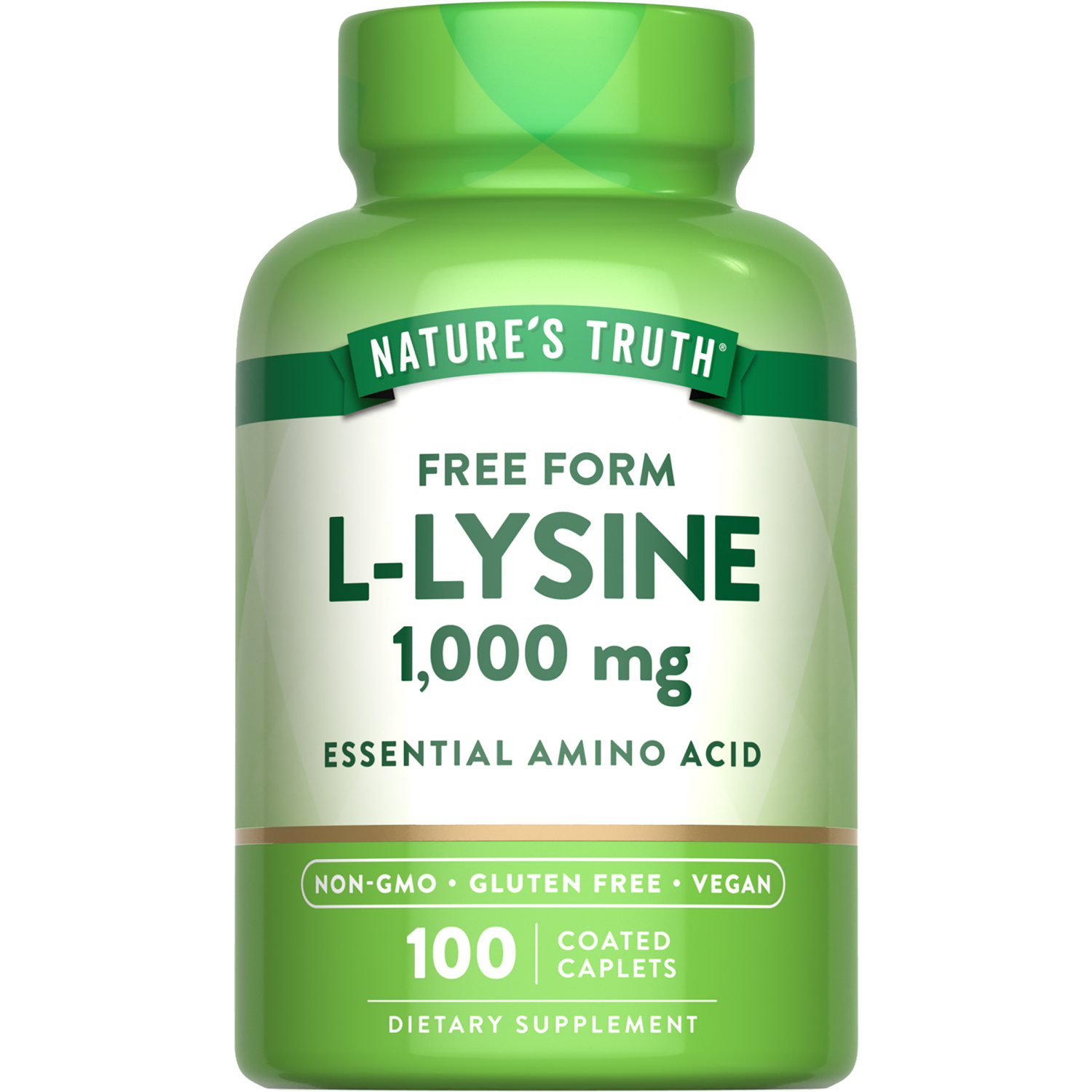 slide 1 of 4, Nature's Truth L-Lysine Coated Caplets, 1000mg, 100 ct