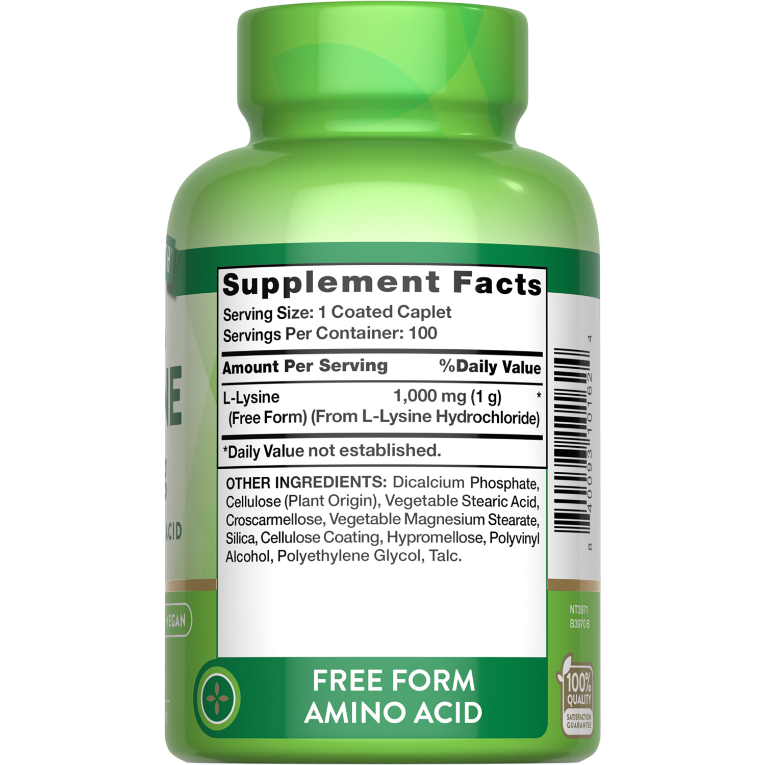 slide 2 of 4, Nature's Truth L-Lysine Coated Caplets, 1000mg, 100 ct