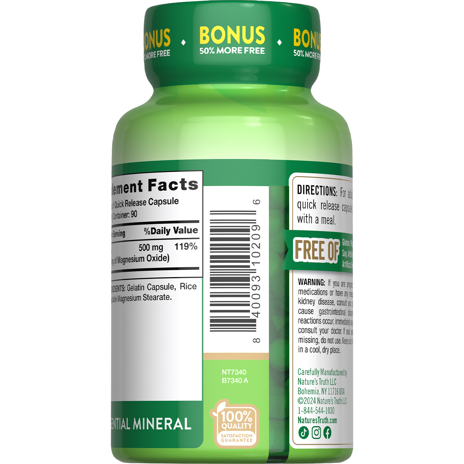 slide 2 of 3, Nature's Truth Natures Truth Magnsm Oxide, 500 mg