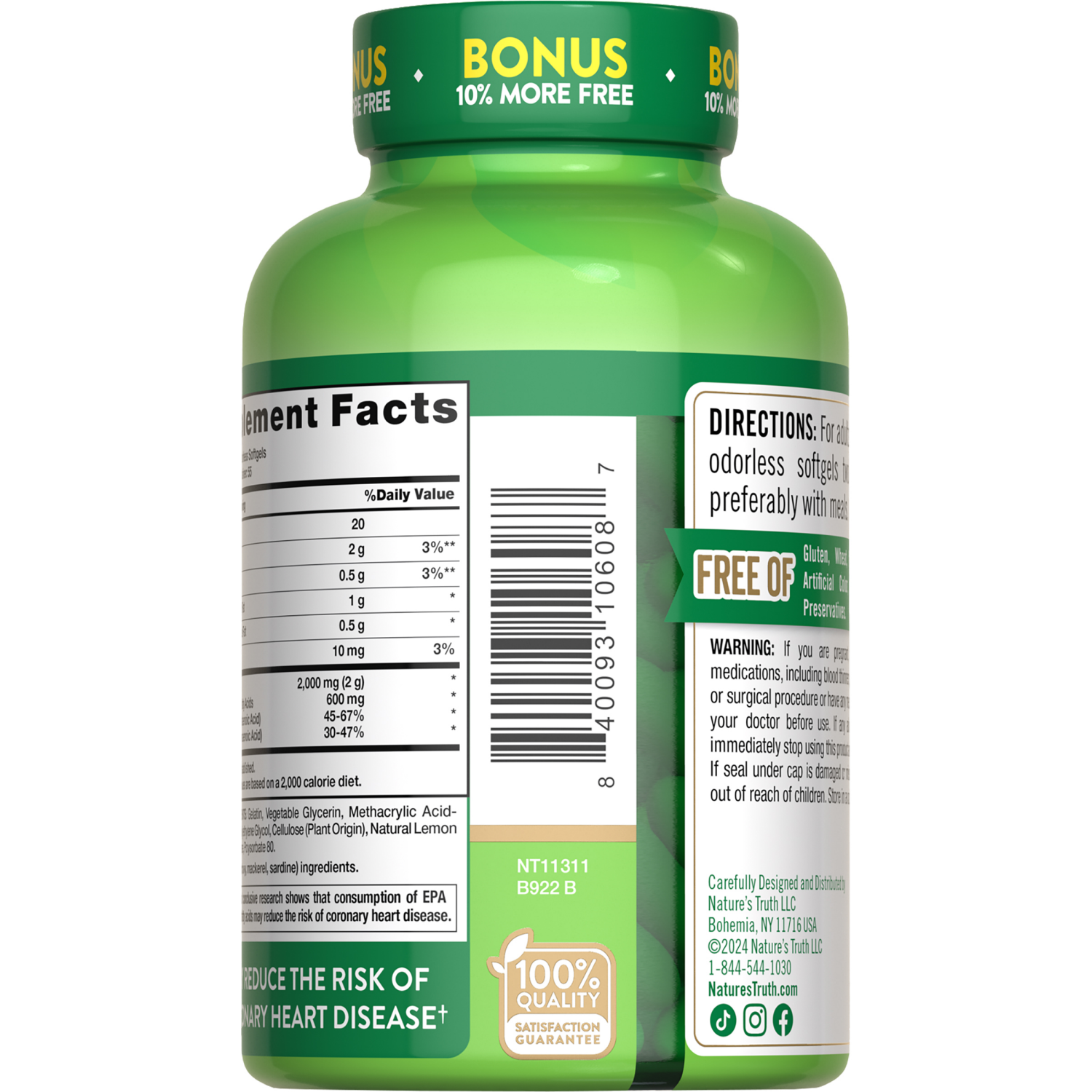 slide 2 of 4, Nature's Truth Odorless Fish Oil 2,000 mg, 110 ct