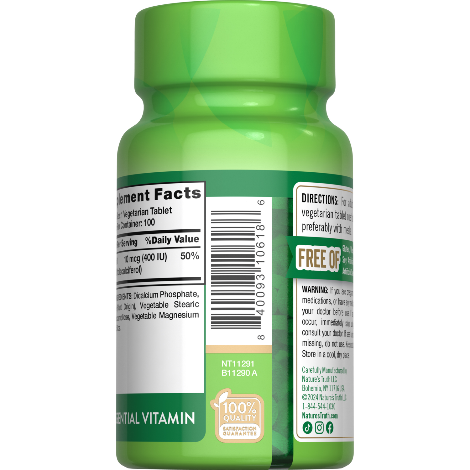 slide 2 of 4, Nature's Truth Vitamin D3 Tab 400Iu, 100 ct