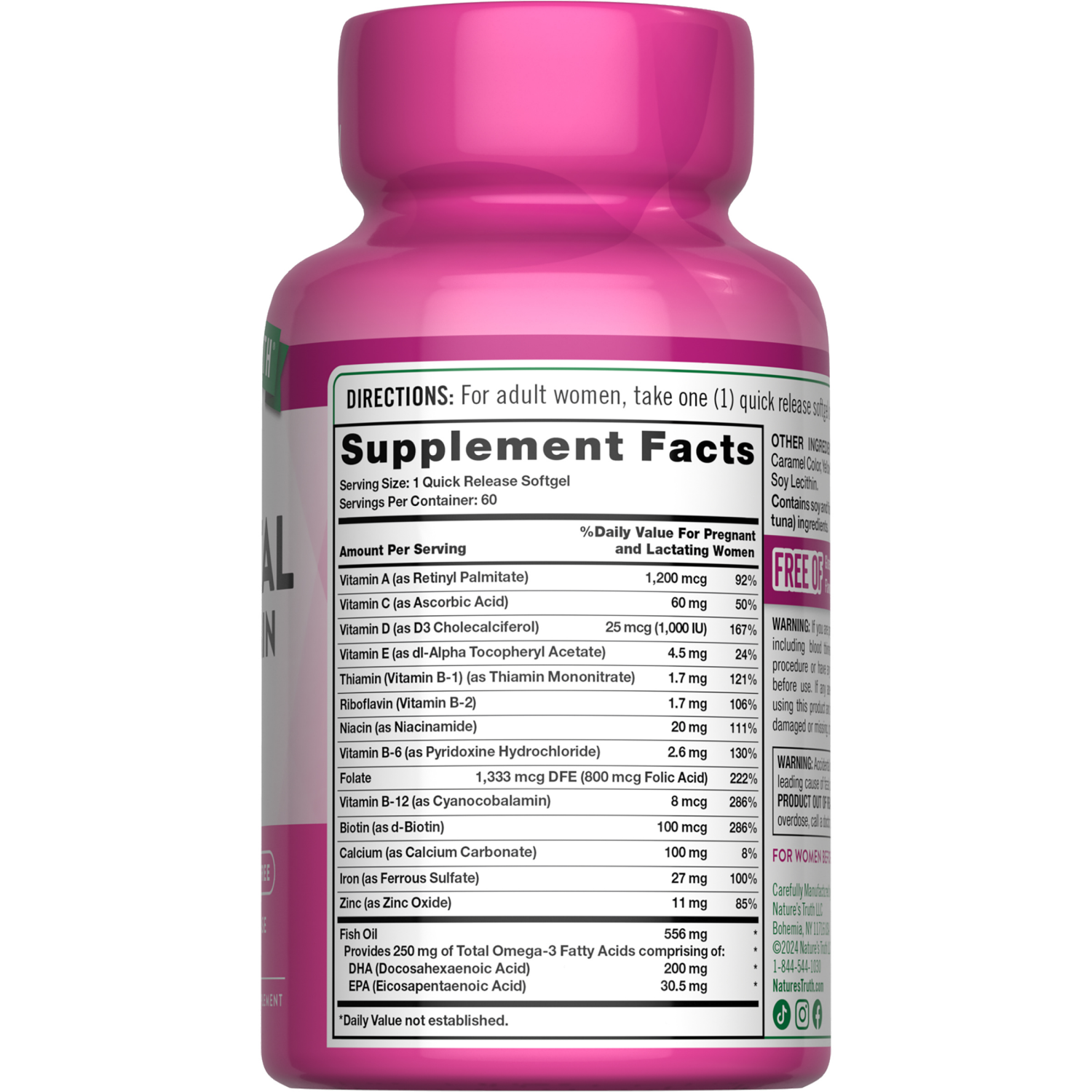 slide 4 of 4, Nature's Truth Ultra Prenatal Vitamins and Minerals plus DHA, 60 ct