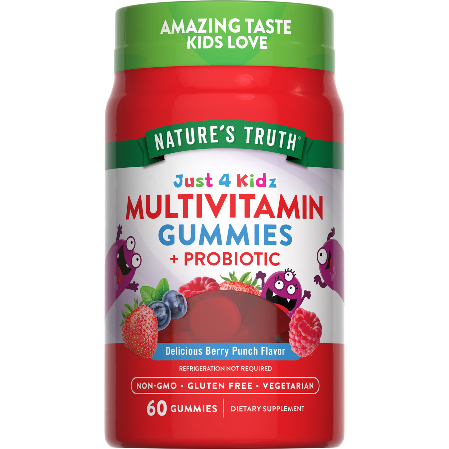 slide 1 of 3, Nature's Truth Just 4 Kidz Multivitamin + Probiotic Gummies, 60 ct