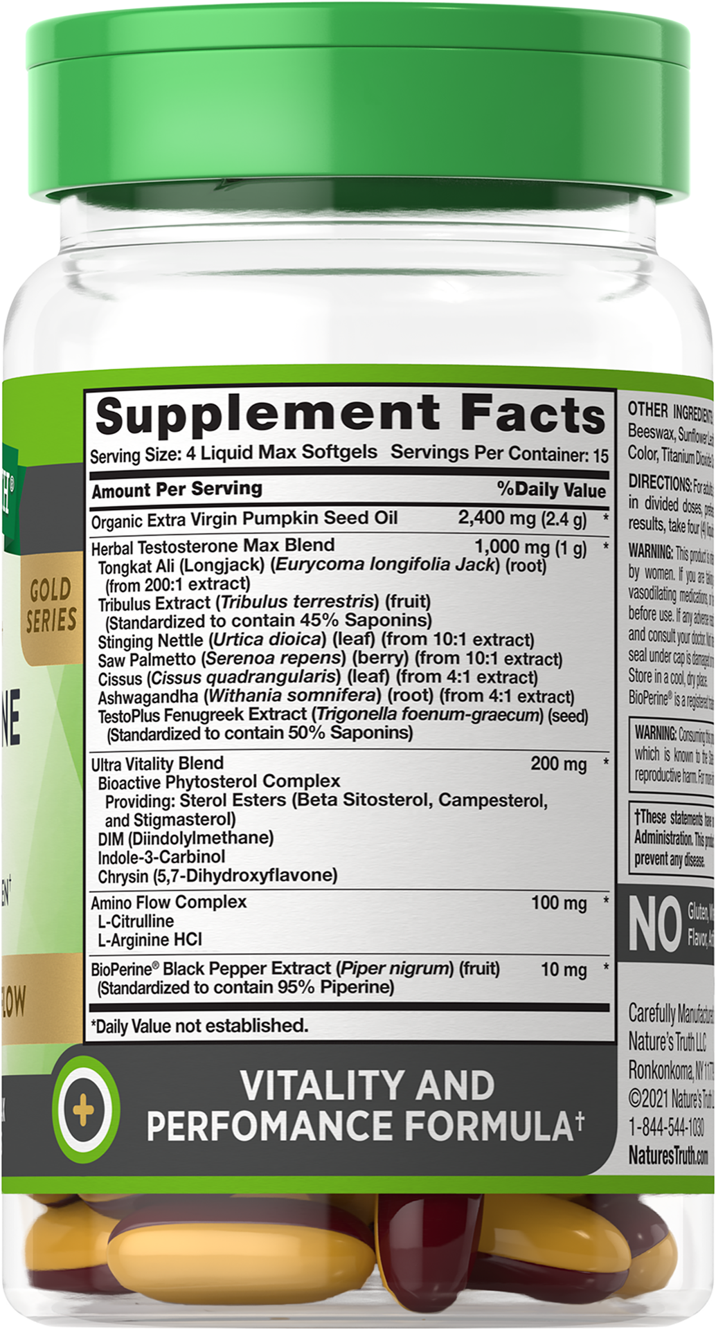 slide 2 of 13, Nature's Truth Male Performance Gold Series Testosterone Power 2-in-1 Formula for Men, 1 ct