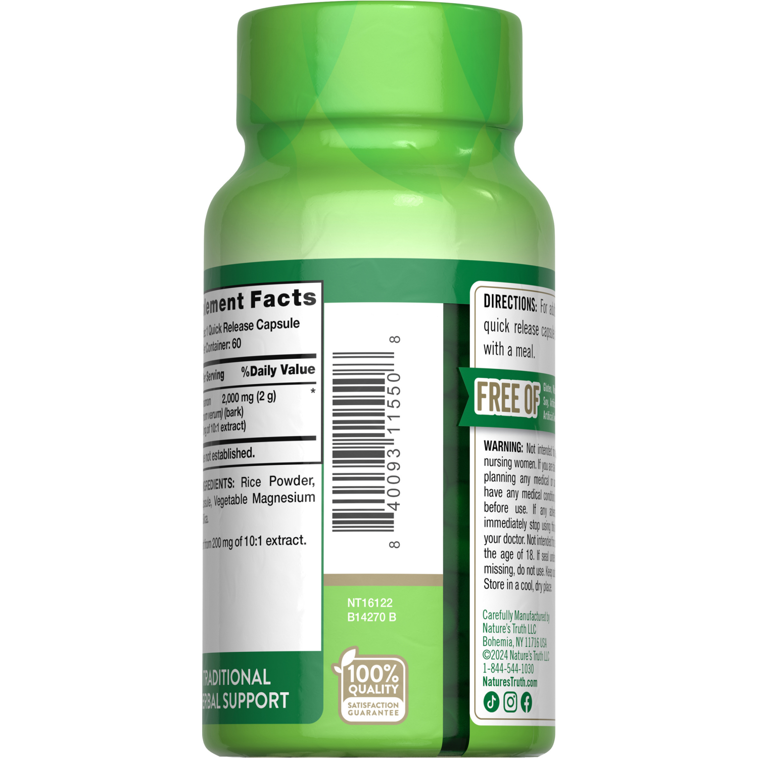 slide 2 of 3, Nature's Truth Concentrated Ceylon Cinnamon Dietary Supplement, 60 ct