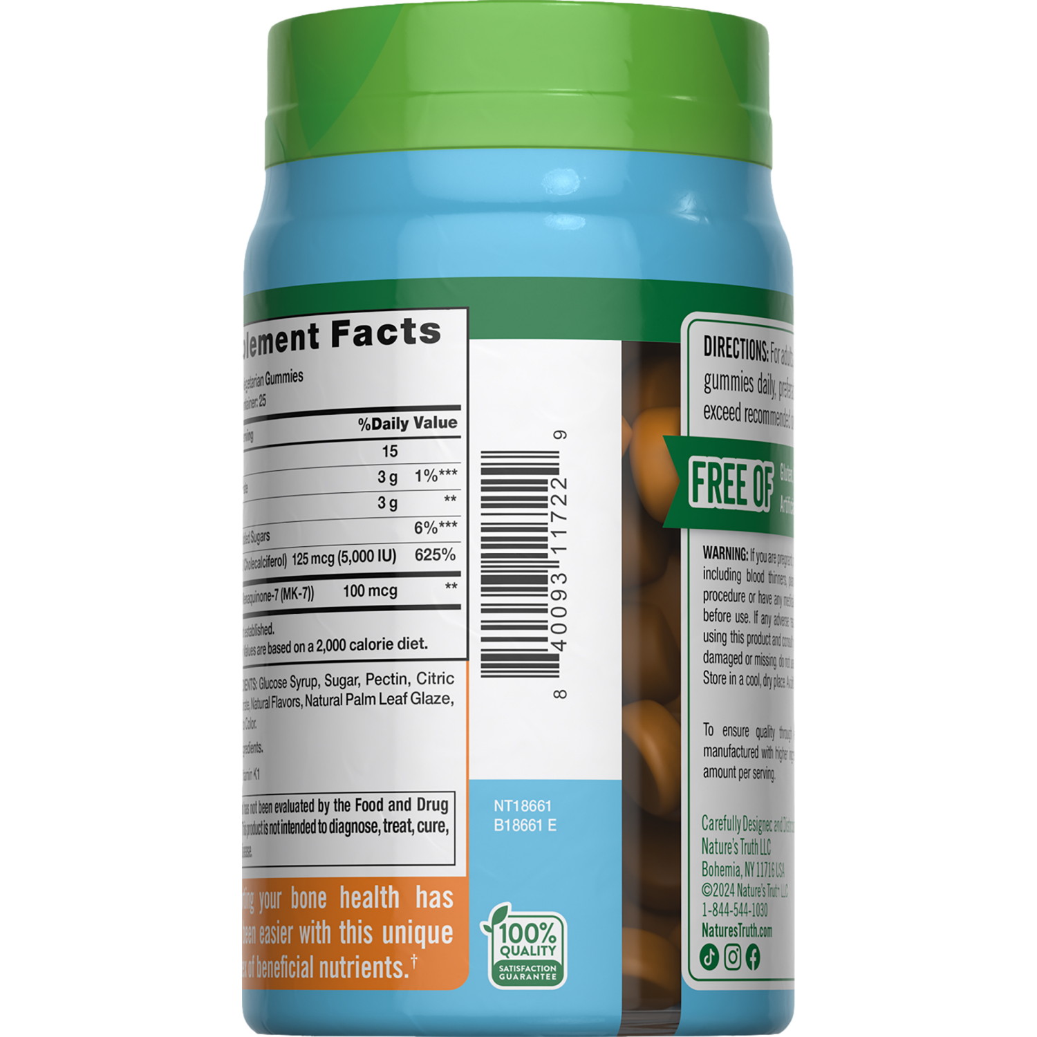 slide 2 of 3, Nature's Truth Bone Support Natural Peach Mango Flavor D3 + K2 Complex 50 Gummies, 50 ct