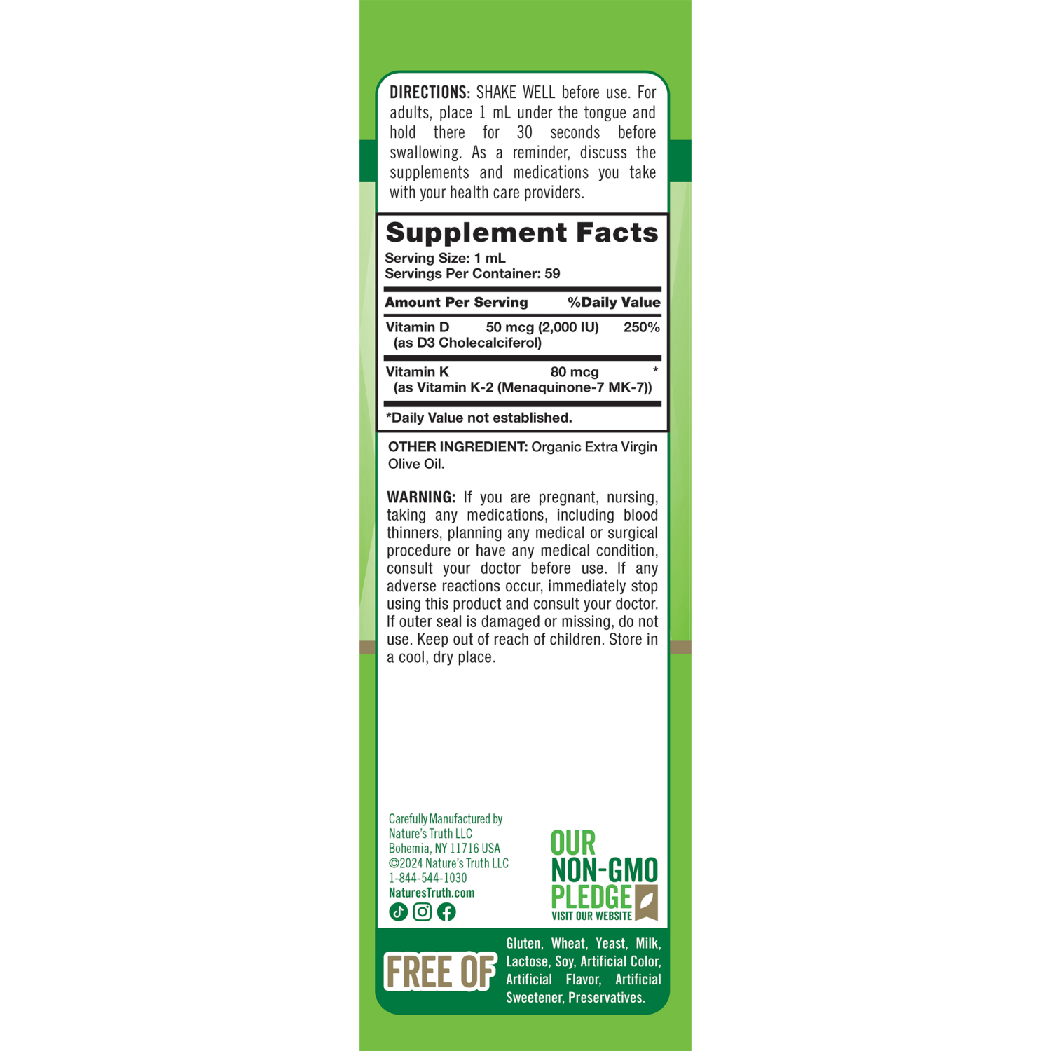 slide 3 of 4, Nature's Truth Liquid Drops Extra Strength Vitamins D3 + K2 with MK-7 2 fl oz, 2 fl oz