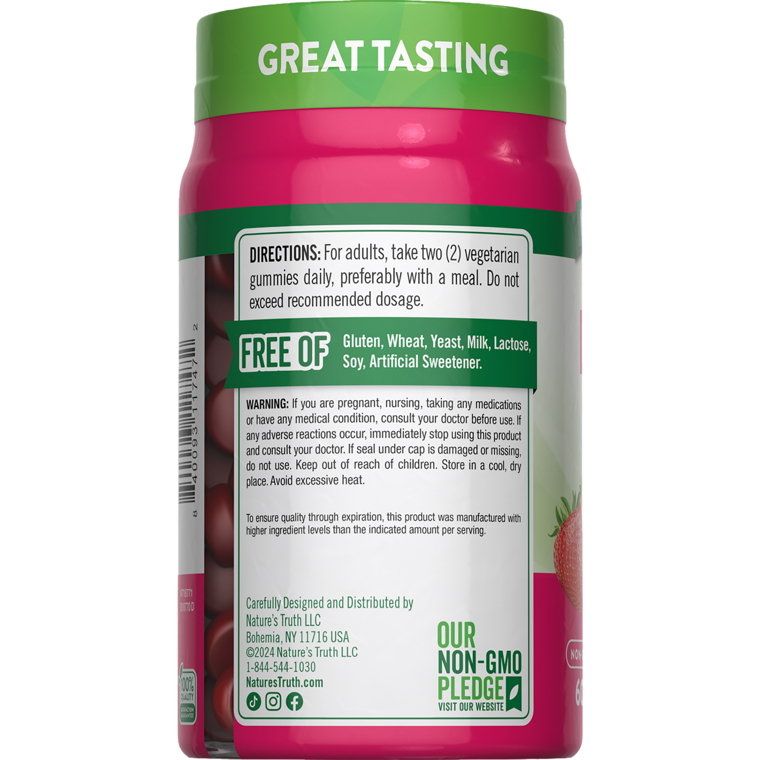 slide 2 of 4, Nature's Truth Delicious Strawberry Flavor D3 + B12 60 Gummies, 60 ct