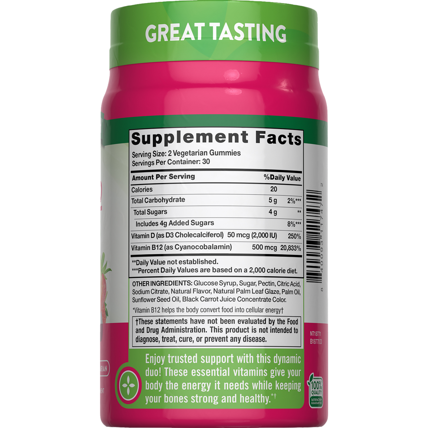 slide 4 of 4, Nature's Truth Delicious Strawberry Flavor D3 + B12 60 Gummies, 60 ct