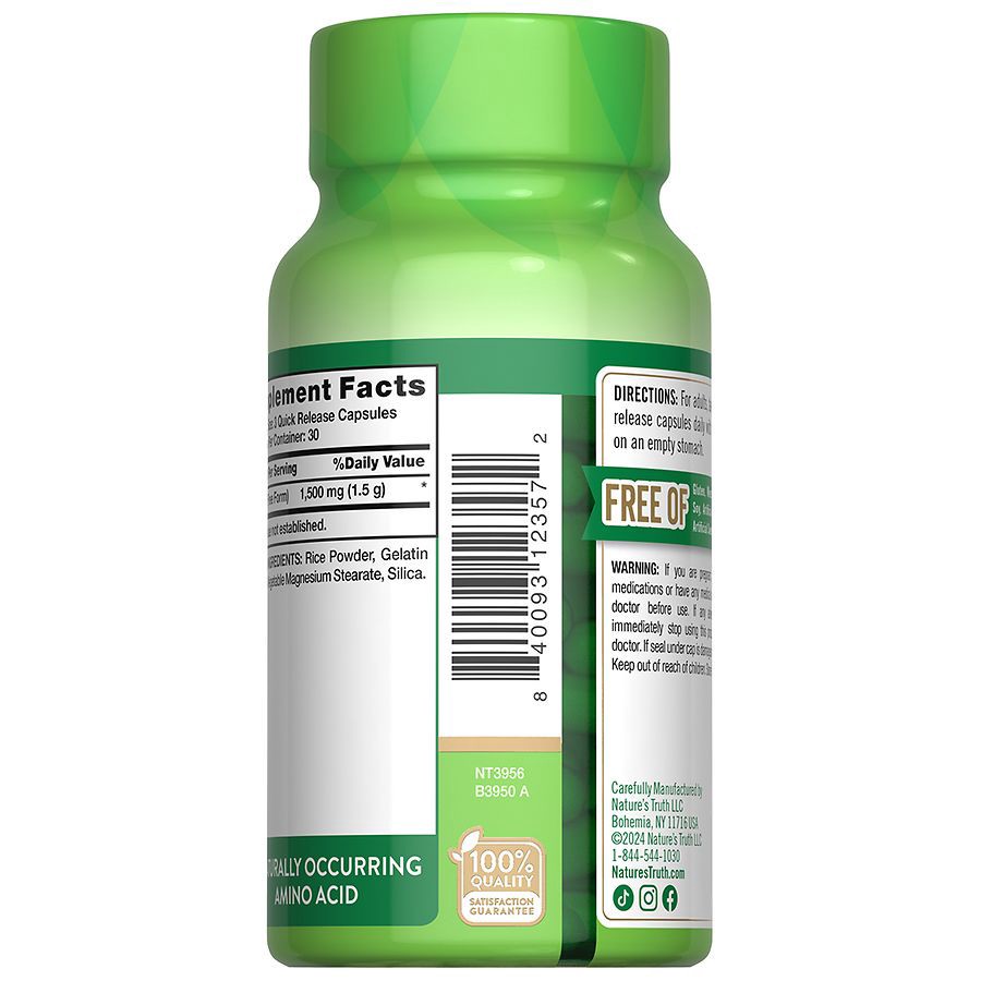 slide 2 of 4, Nature's Truth Taurine 1500 90 Capsules, 90 ct