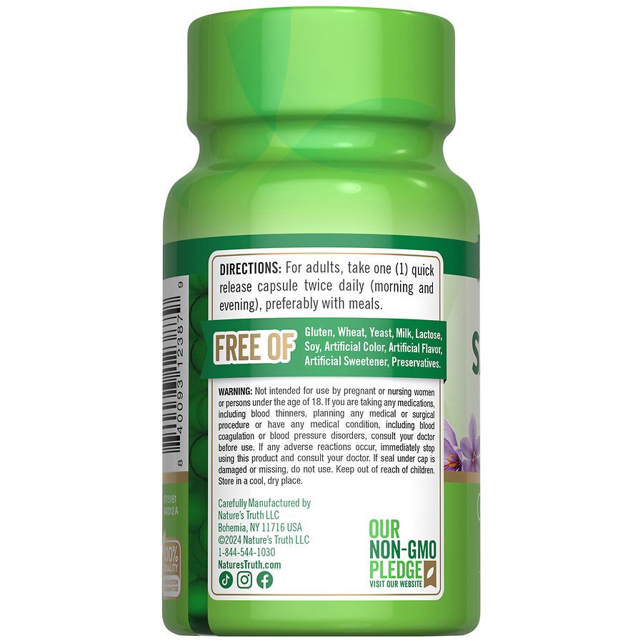 slide 3 of 5, Nature's Truth Saffron Extract 60 Capsules, 60 ct