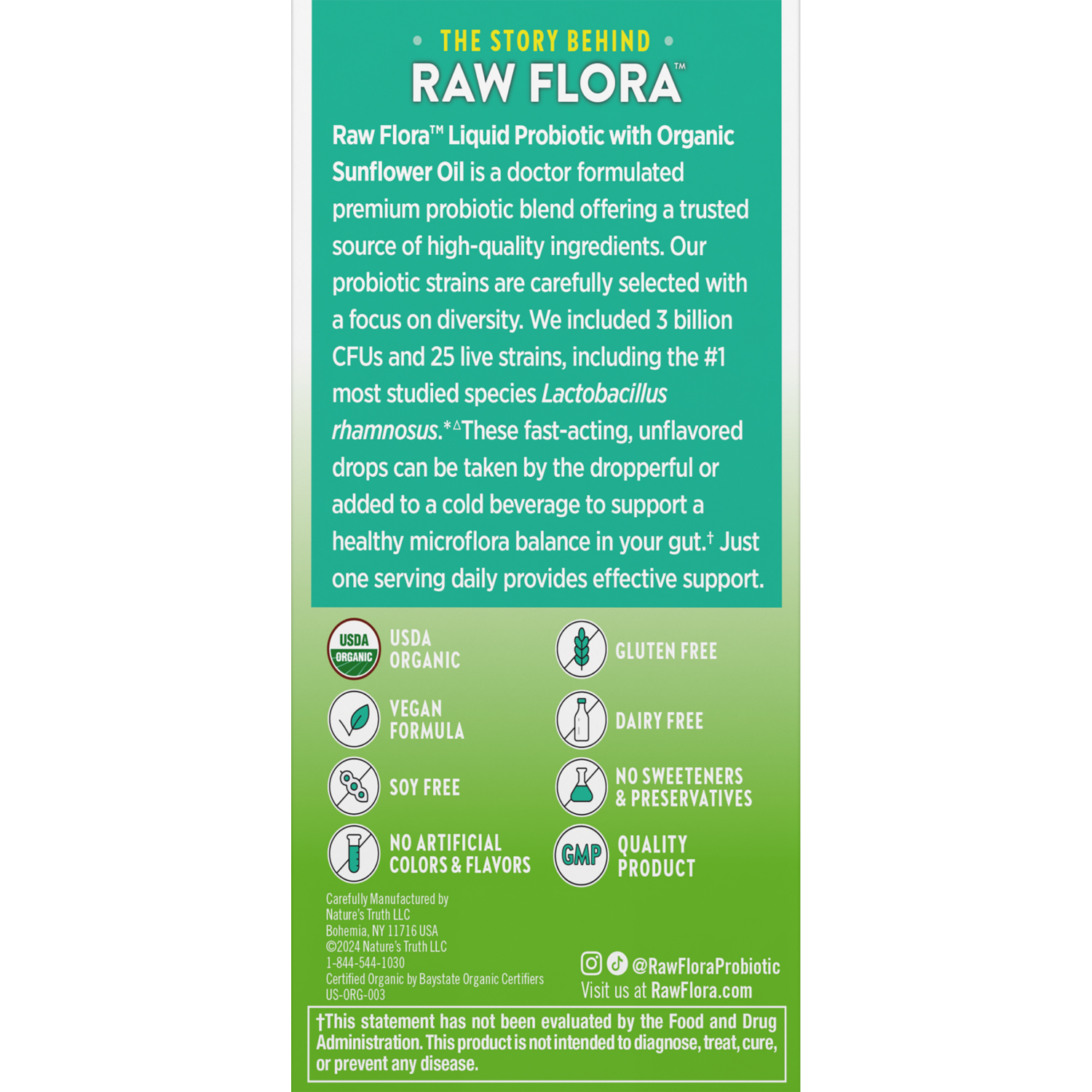 slide 4 of 4, Nature's Truth Raw Flora Unflavored Liquid Prebiotic 1 fl oz, 1 fl oz
