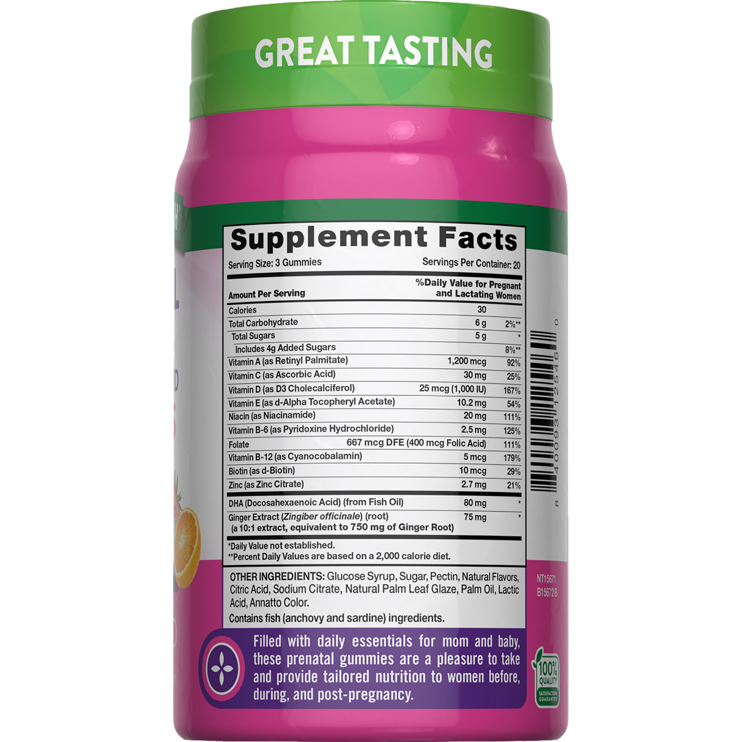 slide 3 of 4, Nature's Truth Delicious Fruit Flavor Prenatal Multi + DHA, Folic Acid 60 Gummies, 60 ct