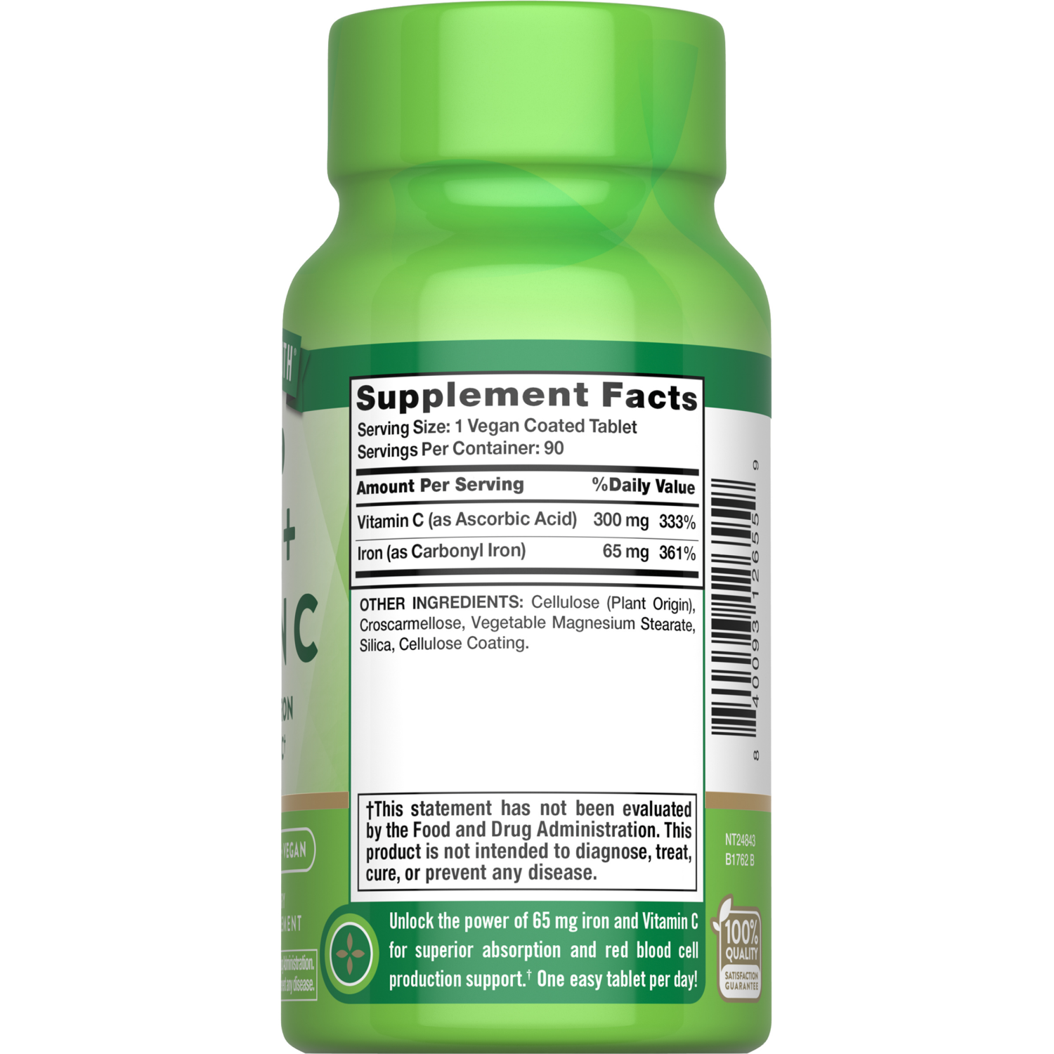 slide 2 of 4, Nature's Truth Iron + Vitamin C 90 Ct, 90 ct