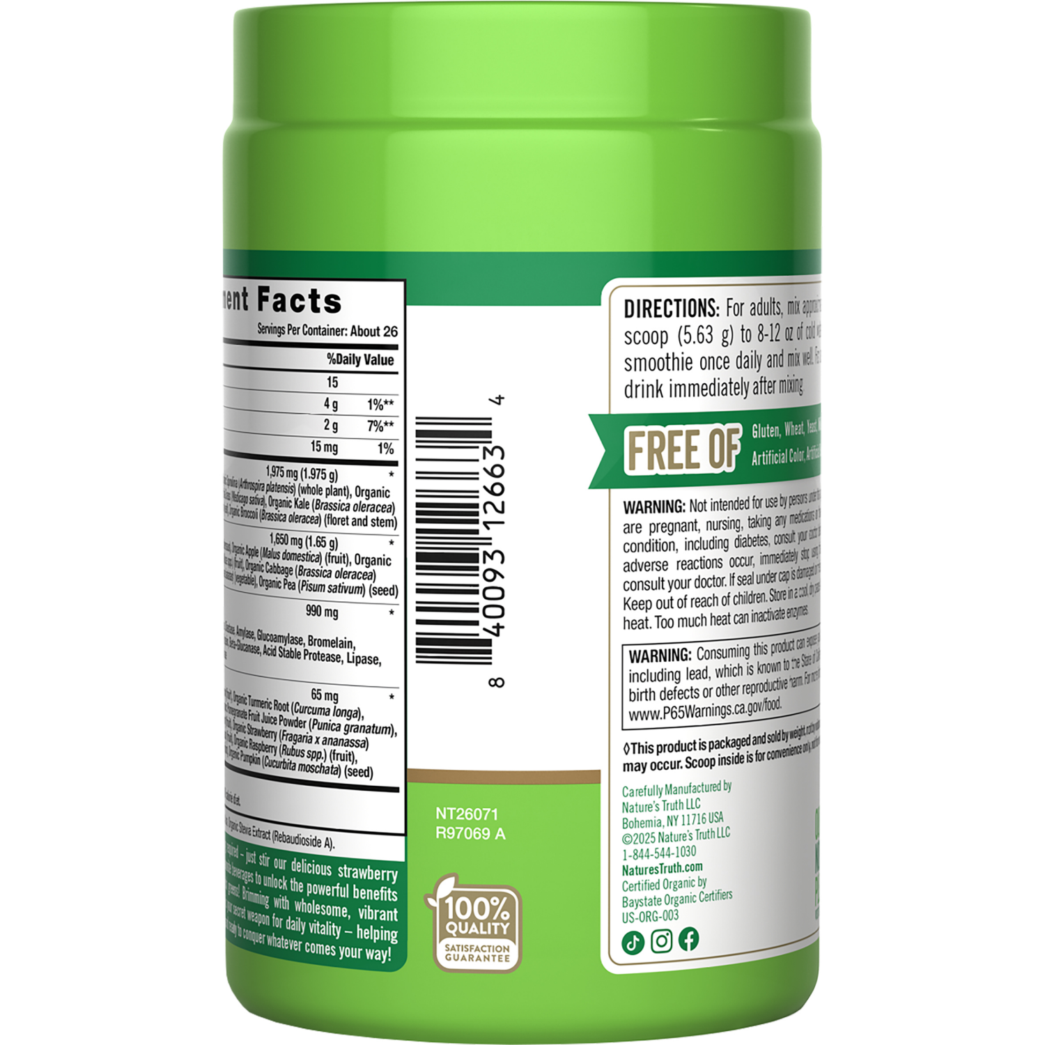 slide 4 of 4, Nature's Truth Strawberry Kiwi Organic Greens 5.18 Oz, 5.18 oz