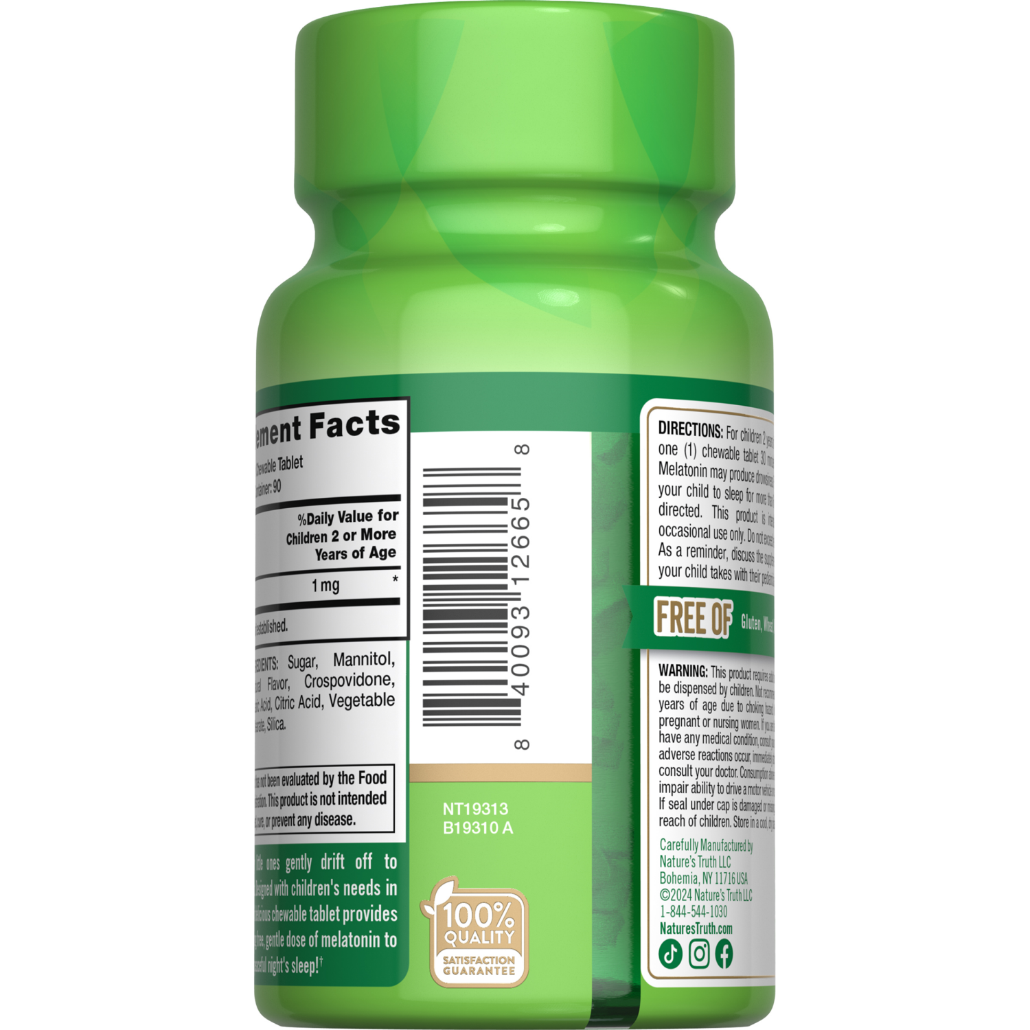 slide 4 of 4, Nature's Truth Melatonin 1 mg Children's 90 Chewable Tablet, 90 ct