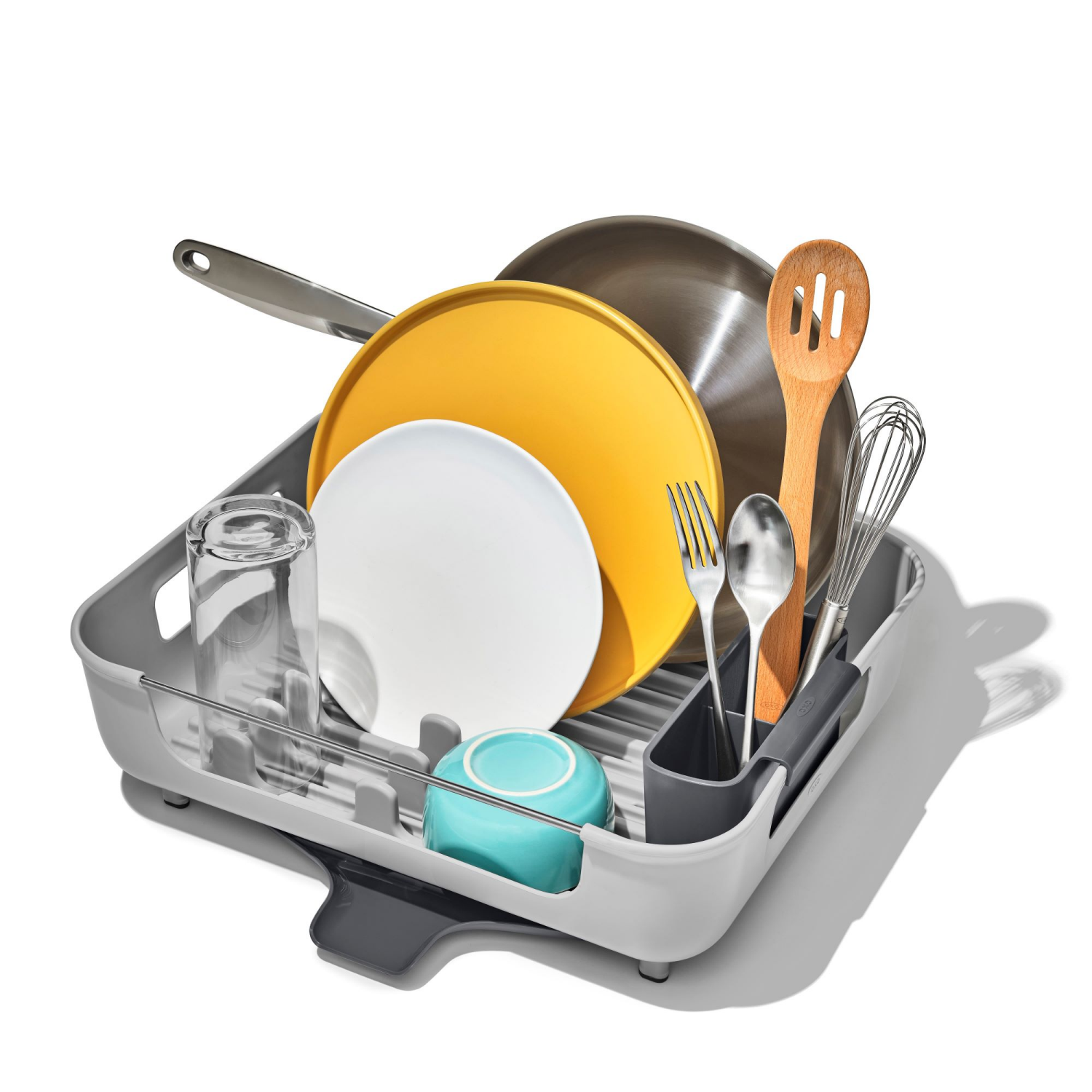 slide 2 of 3, OXO Large Capacity Dish Rack: Gray Freestanding Polypropylene & Stainless Steel Drying Rack for Kitchen, 1 ct