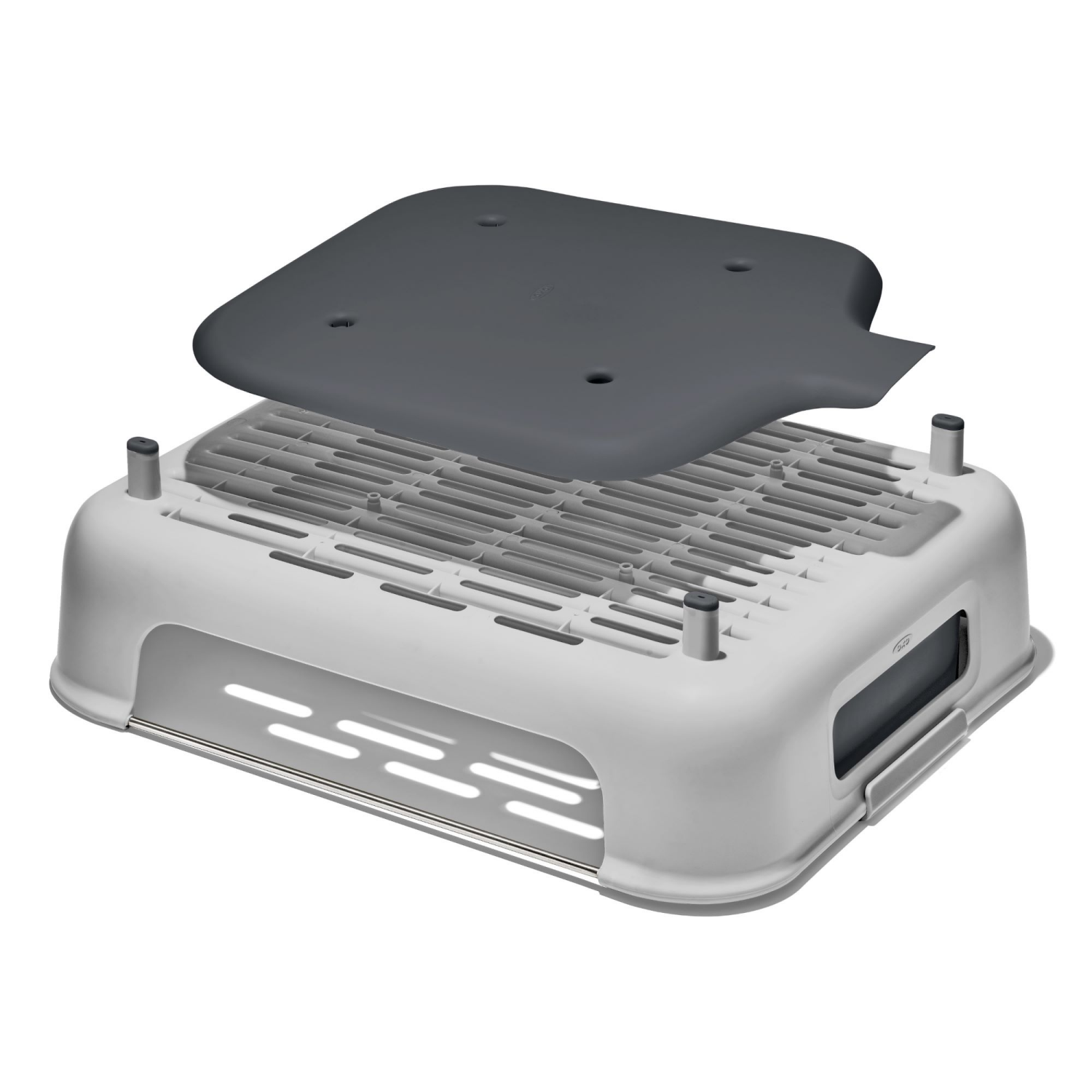 slide 3 of 3, OXO Large Capacity Dish Rack: Gray Freestanding Polypropylene & Stainless Steel Drying Rack for Kitchen, 1 ct