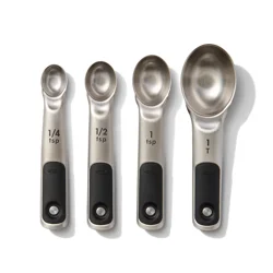 OXO 4pc Stainless Steel Magnetic Measuring Spoons Black