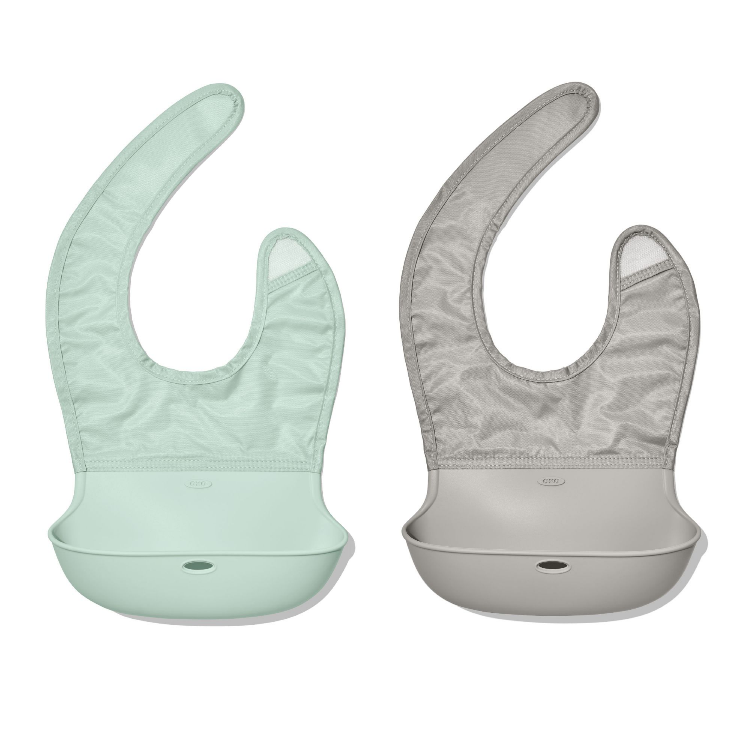 slide 1 of 6, OXO Tot Roll-Up Bib - 2 Pack - Drizzle and Opal, 2 ct