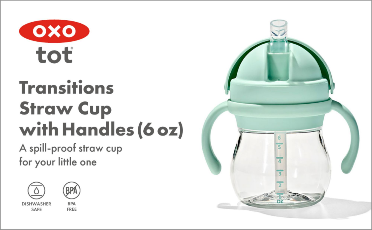 slide 5 of 5, OXO Tot 6oz Transitions Straw Cup with Removable Handle - Opal, 6 oz