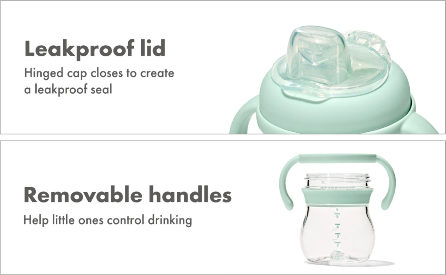 slide 3 of 5, OXO Tot Transitions Soft Spout Sippy Cup With Removable Handles 6 Oz - Opal, 6 oz