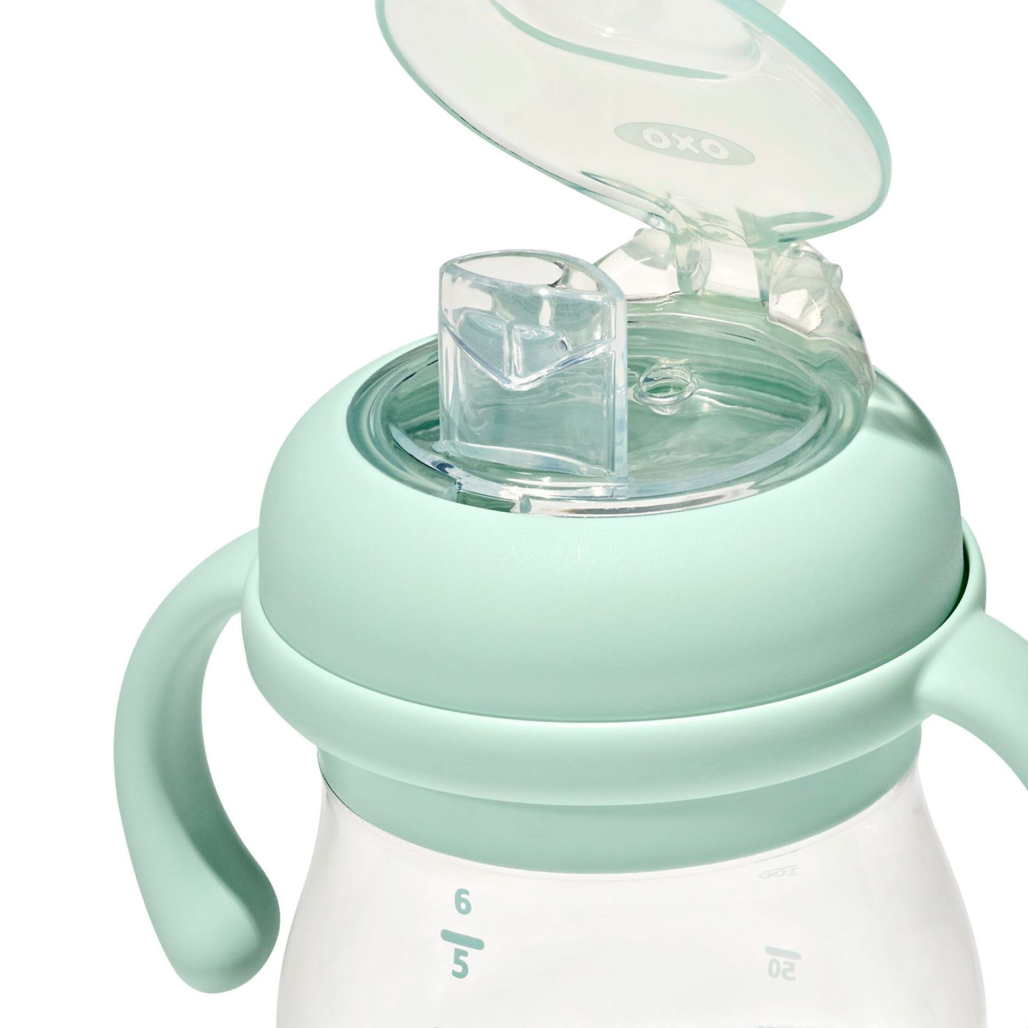 slide 5 of 5, OXO Tot Transitions Soft Spout Sippy Cup With Removable Handles 6 Oz - Opal, 6 oz