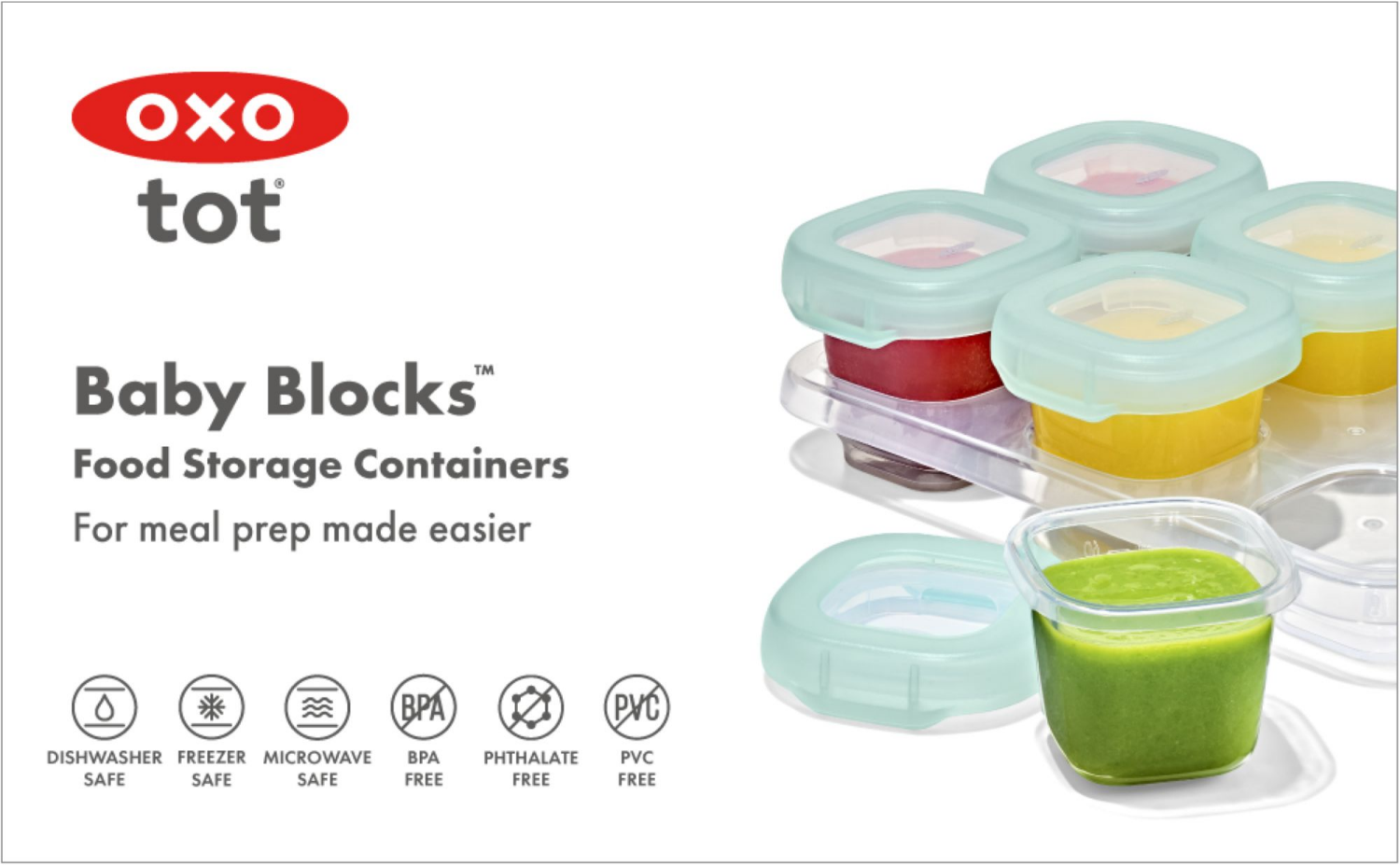 slide 3 of 3, OXO TOT Baby Blocks Food Storage Containers Opal 2oz, 2 oz