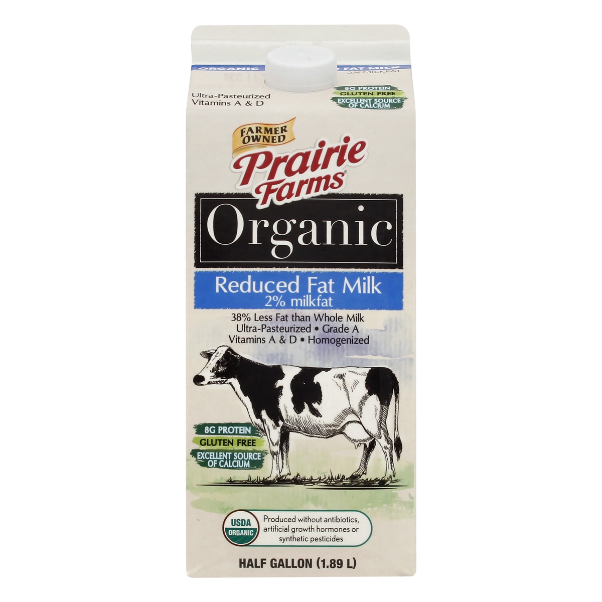 slide 1 of 1, Prairie Farms Organic Reduced Fat 2% Milk, 1/2 gal