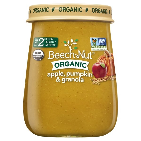 slide 1 of 6, Beech-Nut Organic Stage 2 Apple Pumpkin & Granola Baby Food, 4.25 oz