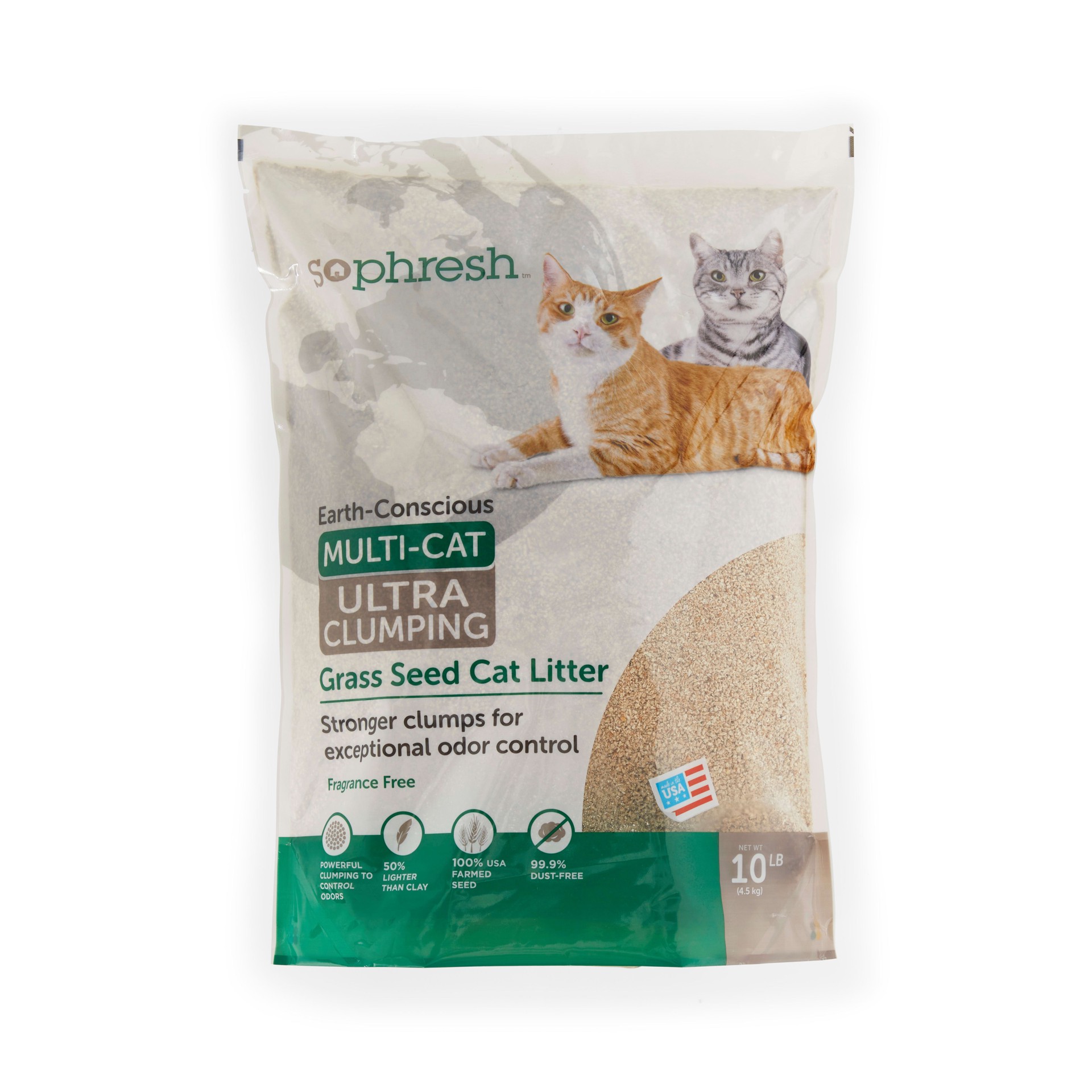 slide 1 of 1, So Phresh Extreme Clumping Unscented Grass Seed Cat Litter, 10 lb