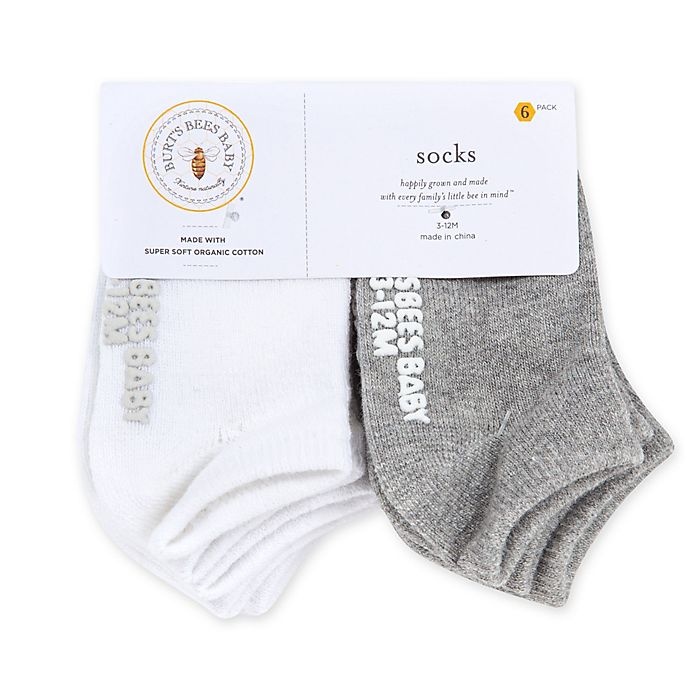 slide 2 of 2, Burt's Bees Baby Ankle Socks - Heather Grey, 6 ct; 0-3 M